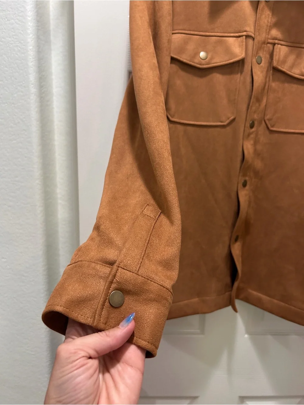 🤎FRYE Men's Button-Front Suede Jacket in Caramel Brown🤎